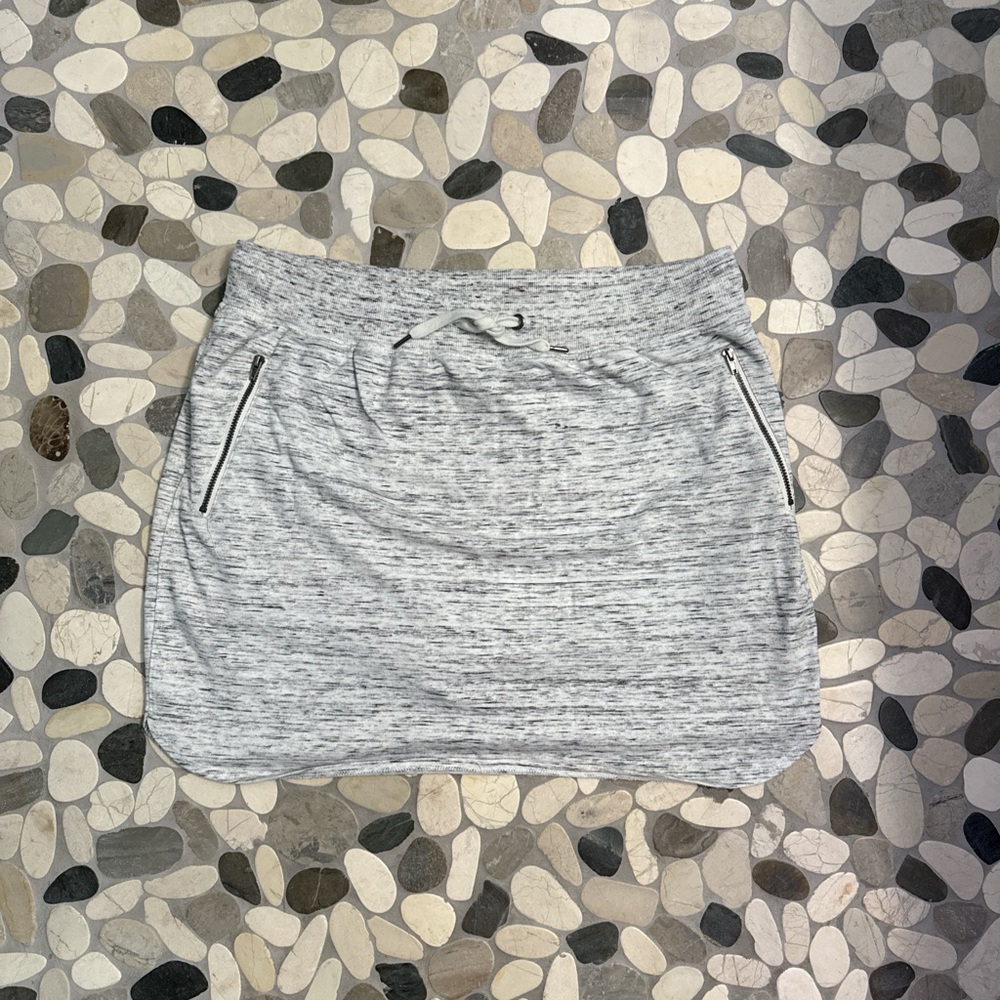 GreenTea Light Gray Mini Skirt with Zippered Pockets